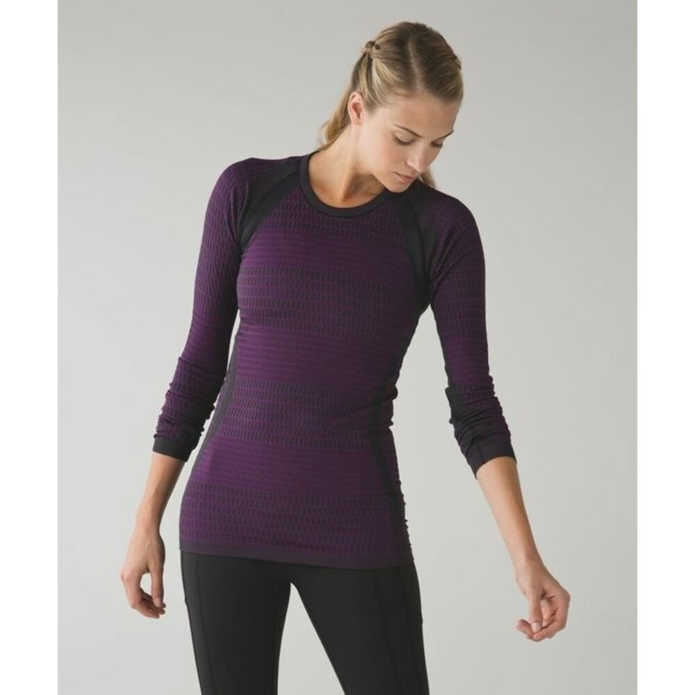 EUC lululemon athletica Long Sleeve Performance Top - Deep Purple with Black